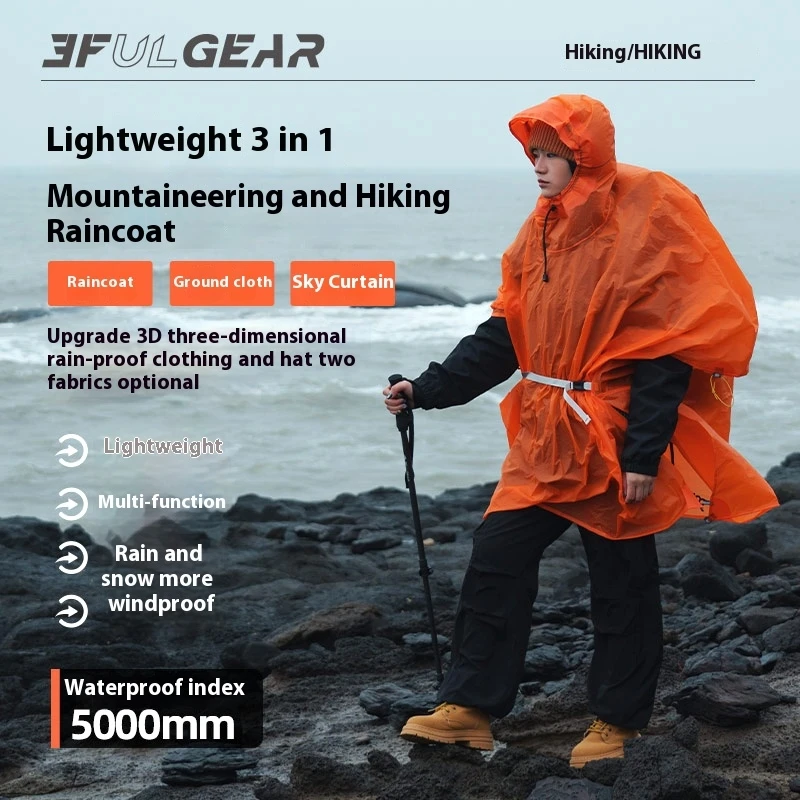 Camping Rain Poncho - 3F UL GEAR Ультралегкий походный дождевик