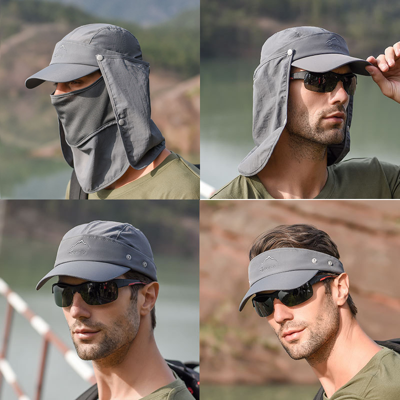 Camping Outdoor Quick Drying Sun Neck Protection Cap Hat - Многофункциональная Складная быстросохнущая Водонепроницаемая Кепка с