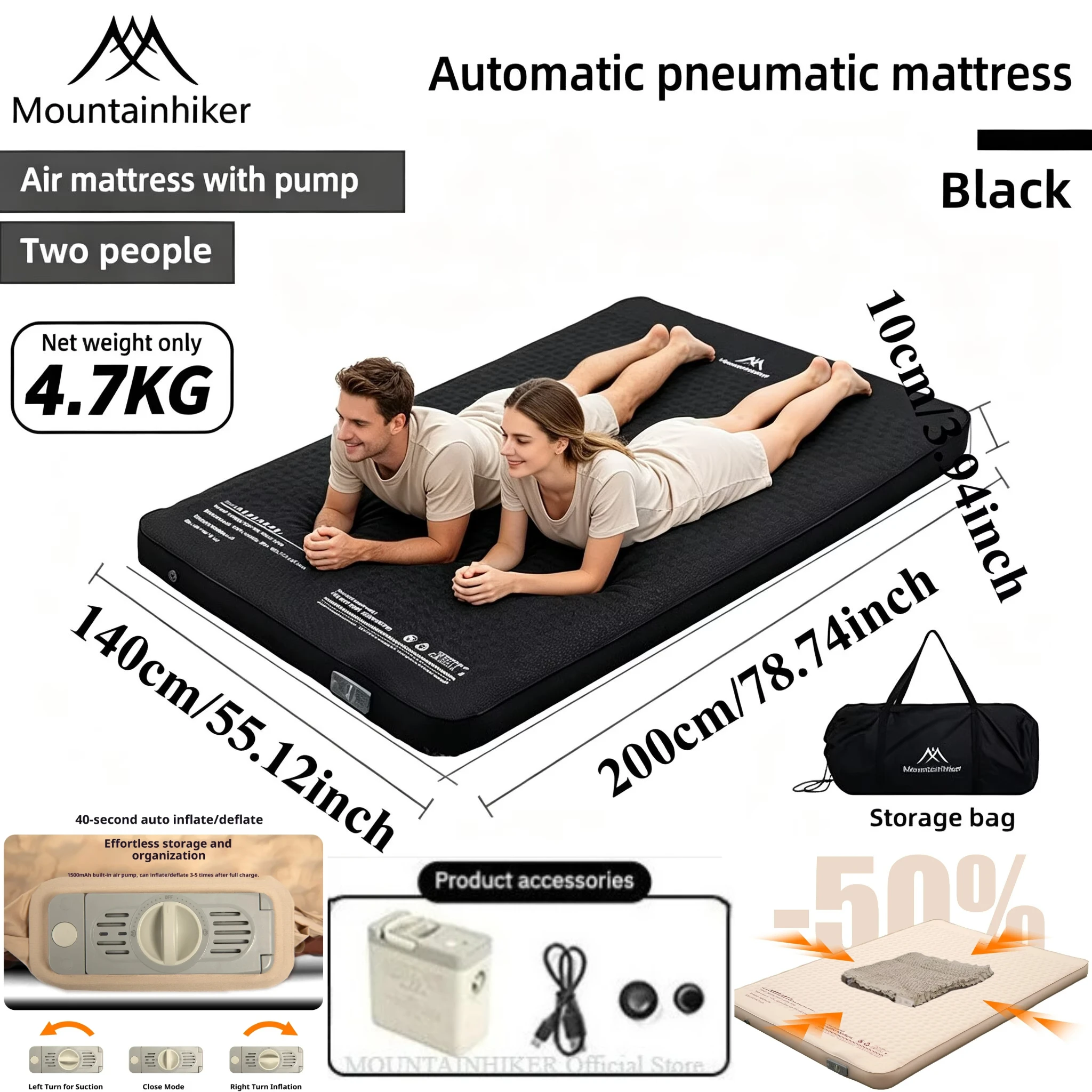 Outdoor Camping Floor Mat - Надувной матрас MOUNTAINHIKER Cheese Camp Bed