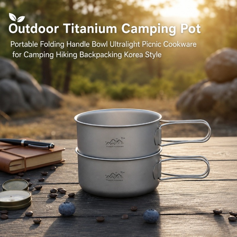 Outdoor Camping Korea - Походная титановая котелка с портативной складной