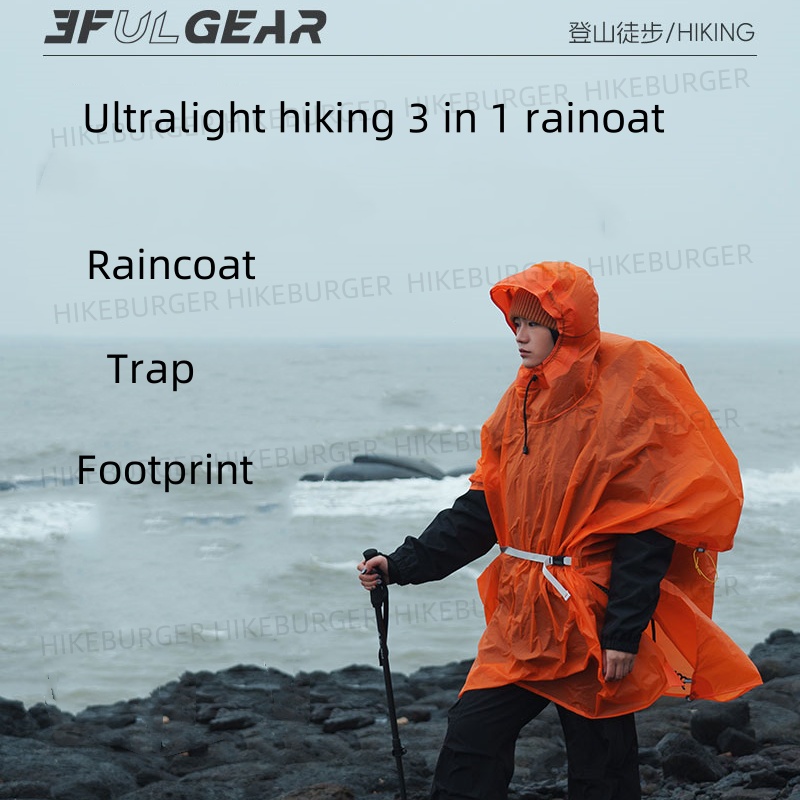 Camping Rain Poncho - 3F UL GEAR 3-в-1 дождевик-пончо для