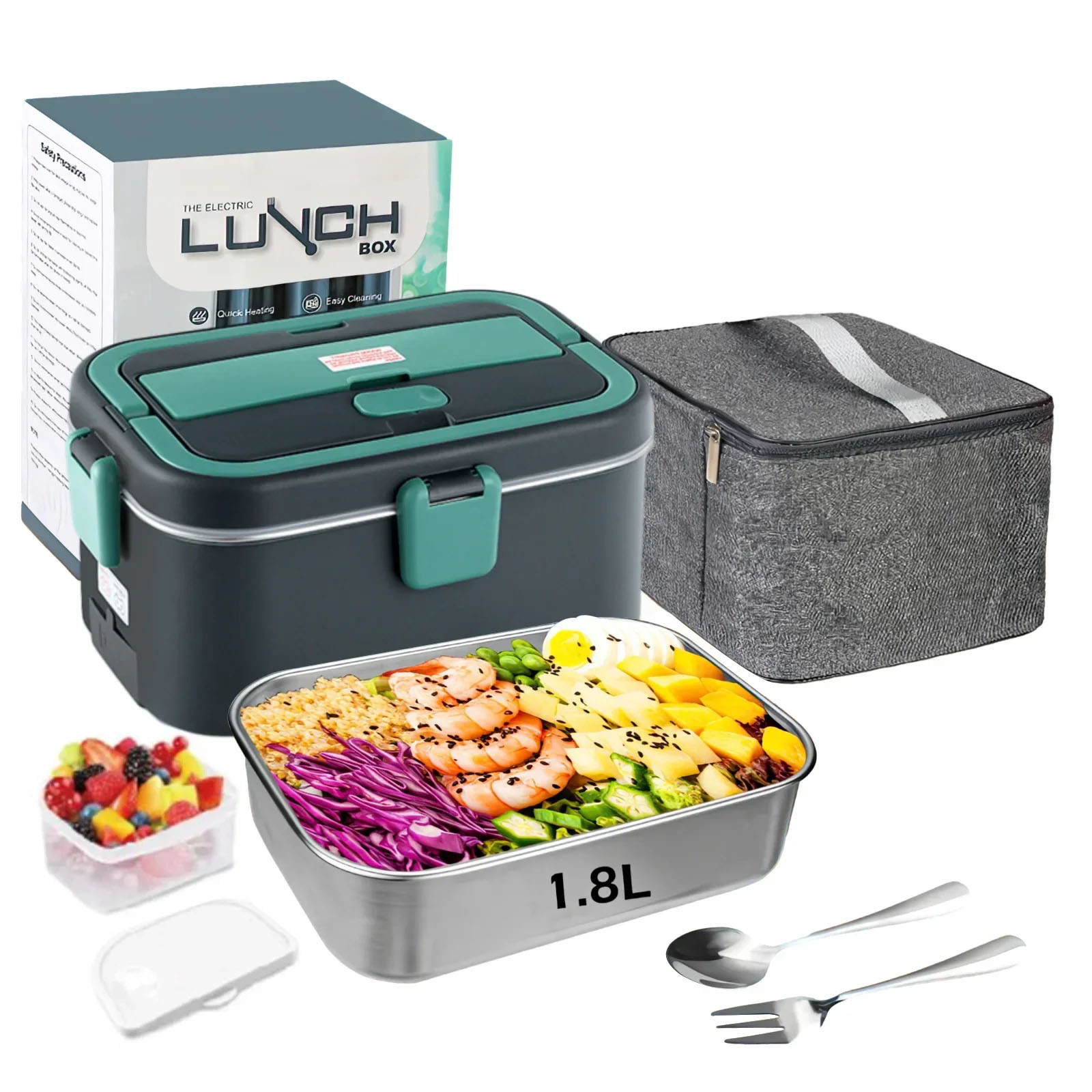 Outdoor Camping Set - Электрический ланч-бокс, подогреватель еды, 1,8 л,