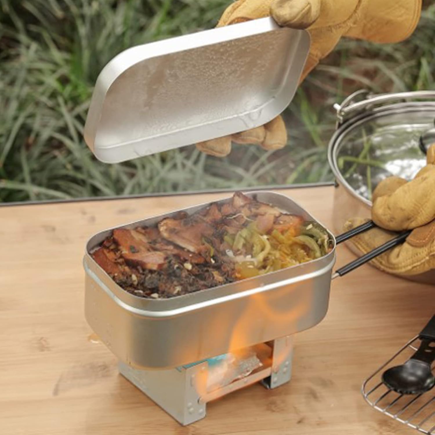 Outdoor Camping Cooking Equipment - Складная ручка коробки для бенто, контейнер