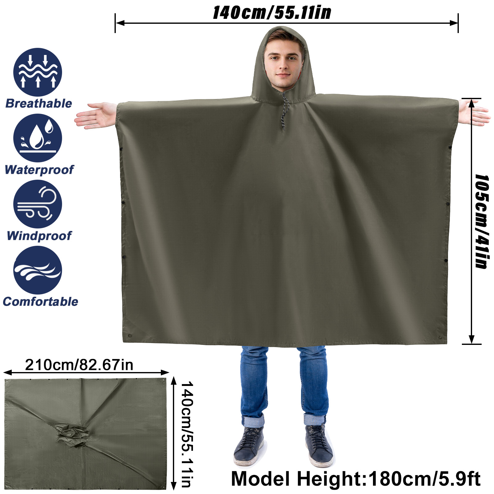 Пончо от дождя для взрослых, л – обзор и цена Camping Rain Poncho