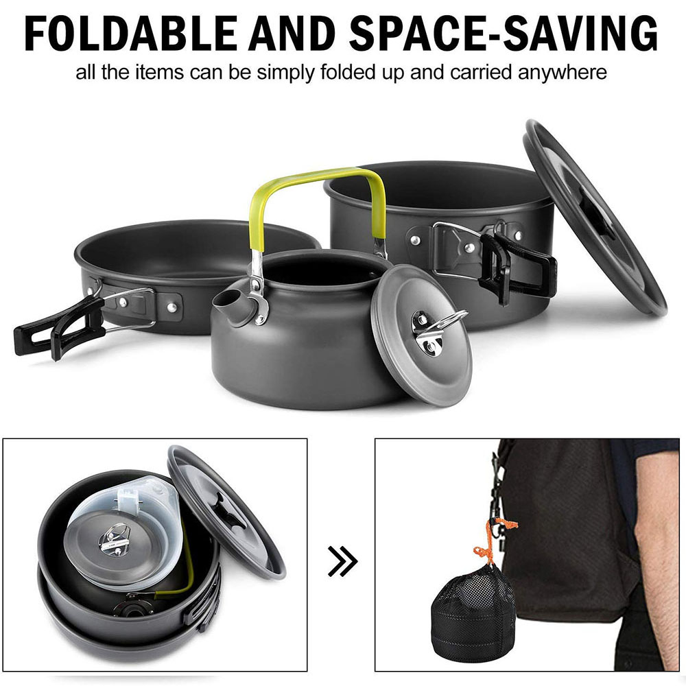 Набор походной посуды из алюми – обзор и цена Outdoor Camping Cooking Equipment