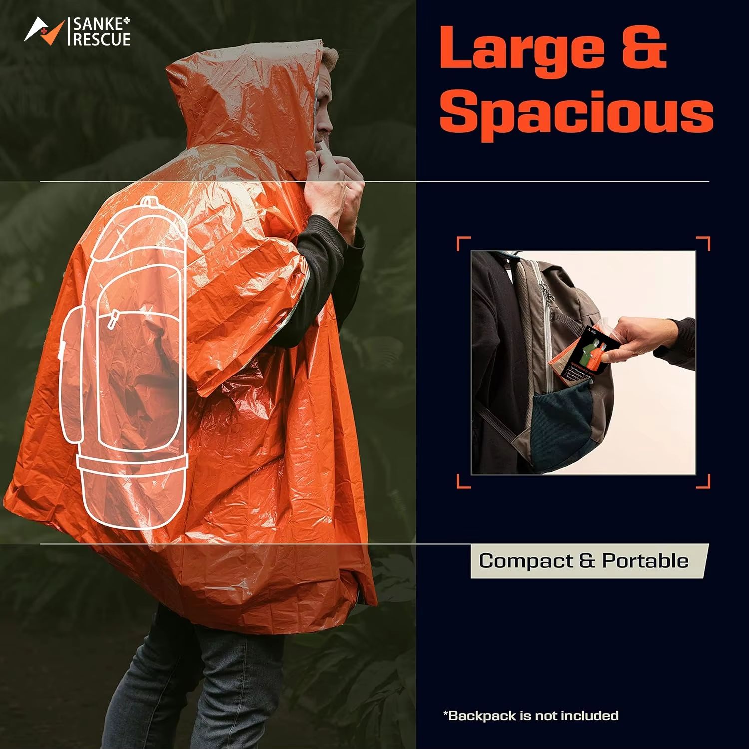Аварийный дождевой плащ-пончо, – обзор и цена Camping Rain Poncho